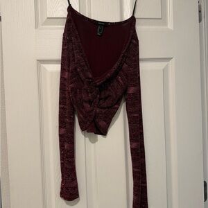 Forever 21 Burgundy Long Sleeve Crop Top